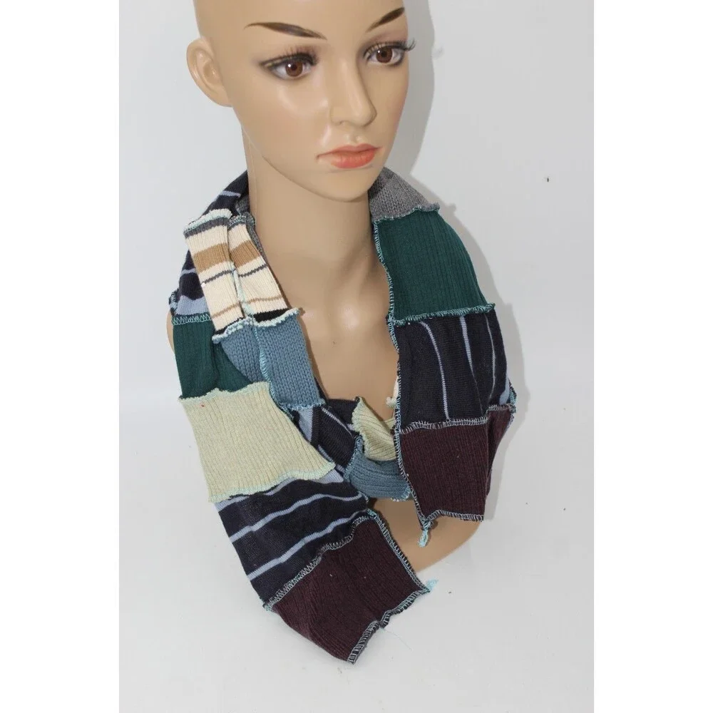 Scarf Upcycled Green Blue Ivory Sweaters Red ~88
